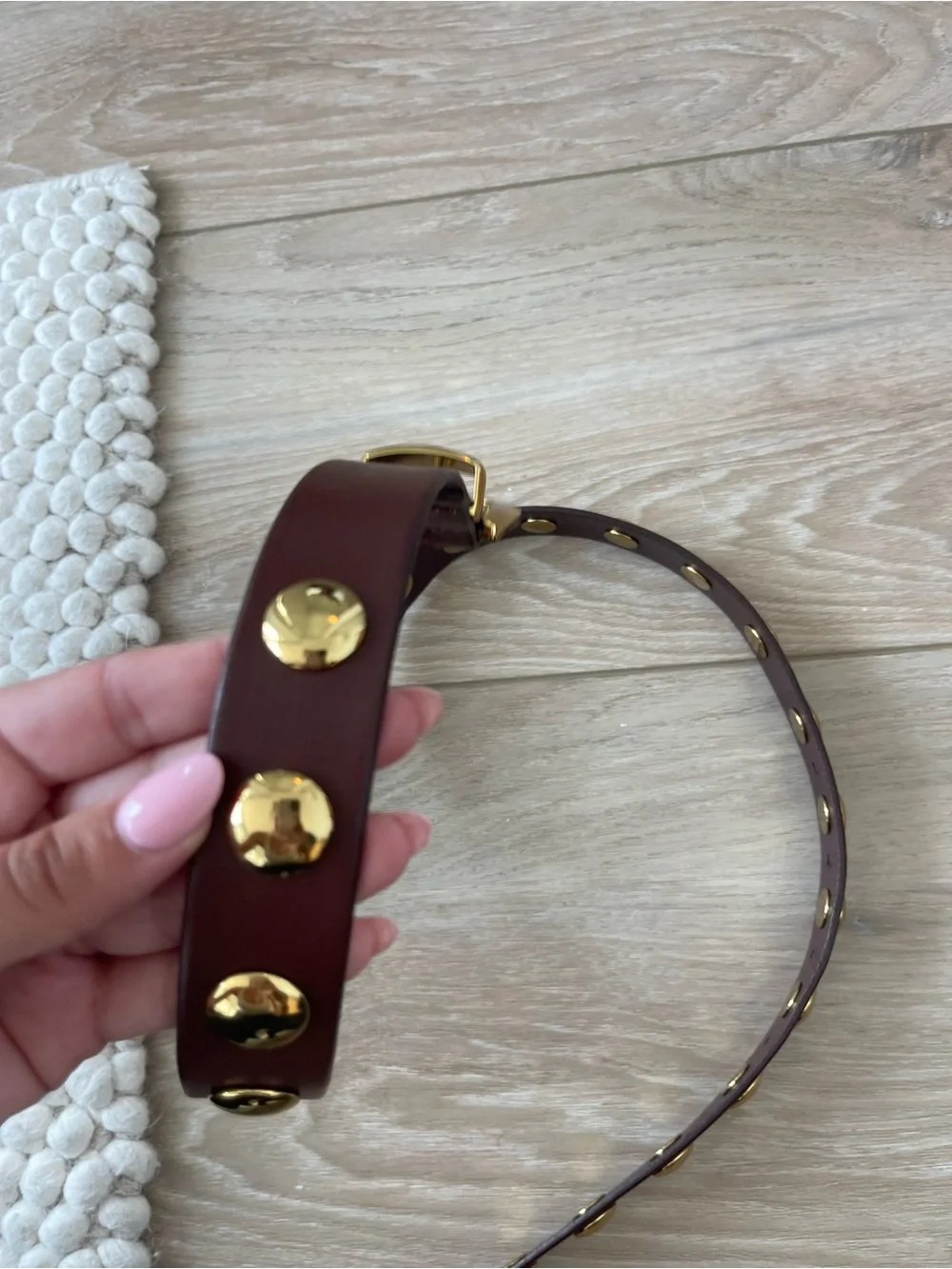 Madewell Brown Gold Studded Belt